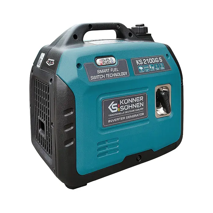 Könner & Söhnen Stromerzeuger KS 2100iG S - Nennleistung: 1,8 kW, Tankvolumen: 4 l - Konner & Sohnen KS 2100IG S Dual-Fuel Inverter-Generator in Petrol und Schwarz, mit Smart Fuel Switch Technologie.