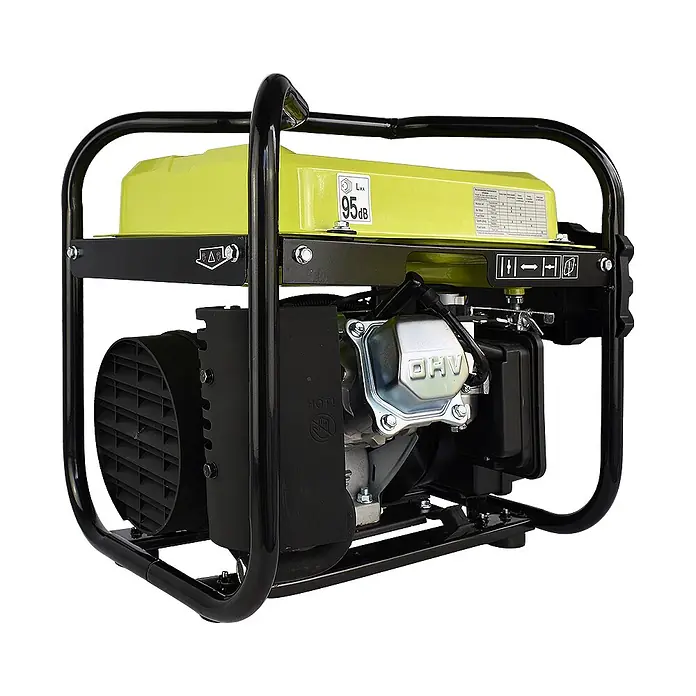 Könner & Söhnen Stromerzeuger KSB 21i - Nennleistung: 1,8 kW, Tankvolumen: 10 l - Tragbarer Stromerzeuger mit schwarzem Rahmen, lindgrünem Tank und silberner OHV-Motorabdeckung.