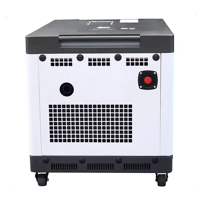Könner & Söhnen Stromerzeuger KS 16-1E - Tankvolumen: 30 l - Tragbarer weiß-dunkelgrauer Stromgenerator mit Lüftungsgittern, Bedienfeld und Lenkrollen.