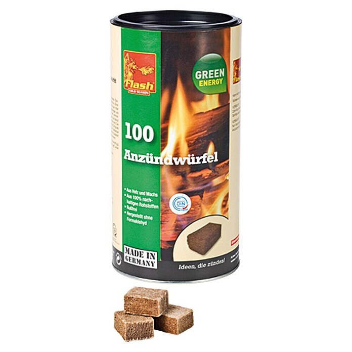 Flash Aanmaakblokjes (100 stk., Uit 100 % duurzame grondstoffen)