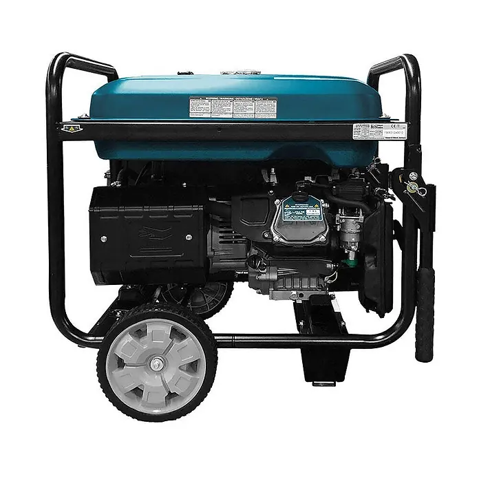 Könner & Söhnen Stromerzeuger KS 12-1E ATSR - Nennleistung: 9 kW, Tankvolumen: 55 l - Tragbarer Generator mit türkisfarbenem Tank, schwarzem Motor/Gestell und grauen Rädern für einfachen Transport.