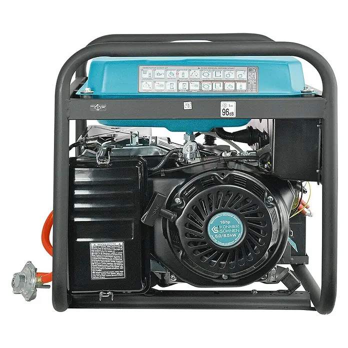 Könner & Söhnen Stromerzeuger KS 9000E G - Nennleistung: 6 kW, Tankvolumen: 25 l - Schwarzer und türkiser Stromerzeuger mit 16 PS Könner & Söhnen Motor, 6,0/6,5 kW Leistung.