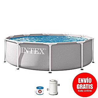 Intex Piscina Frame Prisma Rondo (Ø x Al: 305 x 76 cm, Gris, 4.485 l)