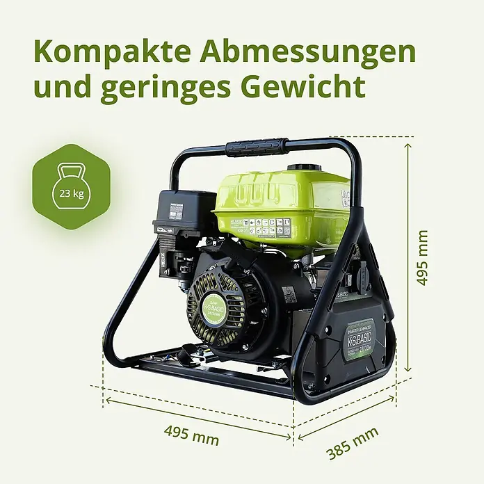 Könner & Söhnen Stromerzeuger KSB 31i - Nennleistung: 2,8 kW, Tankvolumen: 5 l - Grün-schwarzer tragbarer Inverter-Stromerzeuger mit Griff.