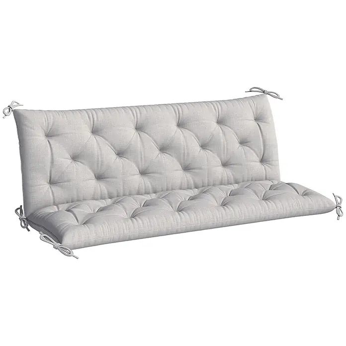 Outsunny Bankauflage - Hollywoodschaukel, 1 Stk., 100% Polyester, Hellgrau - Hellgraues, getuftetes Bankkissen aus Stoff mit Bändern.