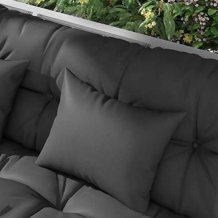 Outsunny Bankauflage - Hollywoodschaukel, 1 Stk., PP-Baumwolle, Polyester, Dunkelgrau - Dunkelgraue gesteppte Outdoor-Sofakissen mit passenden Zierkissen.