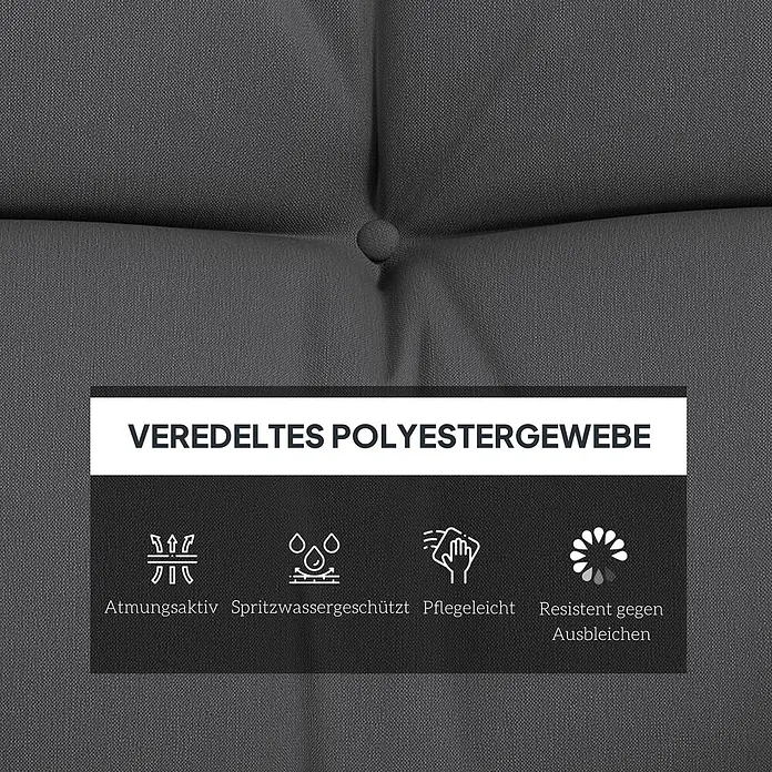 Outsunny Bankauflage - Hollywoodschaukel, 1 Stk., PP-Baumwolle, Polyester, Dunkelgrau - Dunkelgraues Polstergewebe aus veredeltem Polyester mit Knopf, atmungsaktiv, spritzwassergeschützt, pflegeleicht, lichtbeständig.