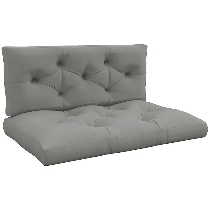Outsunny Bankauflage Palettensitzpolster - 1 Stk., 100% Polyester, Hellgrau - Graue, getuftete Outdoor-Kissen, ein Sitz- und ein Rückenkissen, für bequeme Terrassensitze.