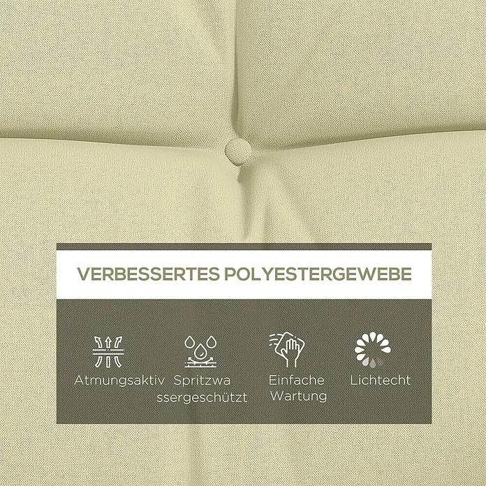 Outsunny Bankauflage Hollywoodschaukel - Hollywoodschaukel, 1 Stk., Polyester, Cremeweiß - Nahaufnahme von beigem getuftetem Polyestergewebe, das seine atmungsaktiven, spritzwassergeschützten, pflegeleichten und lichtechten Eigenschaften hervorhebt.