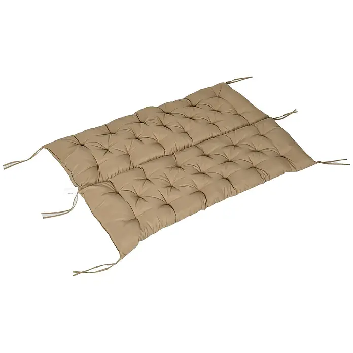 Outsunny Bankauflage - Gartenbank, 1 Stk., L x B x H: 150 x 98 x 8 cm, 100% Polyester, Khaki - Beiges, gestepptes, zweiteiliges Kissen mit Bändern für Bank oder Gartenmöbel.