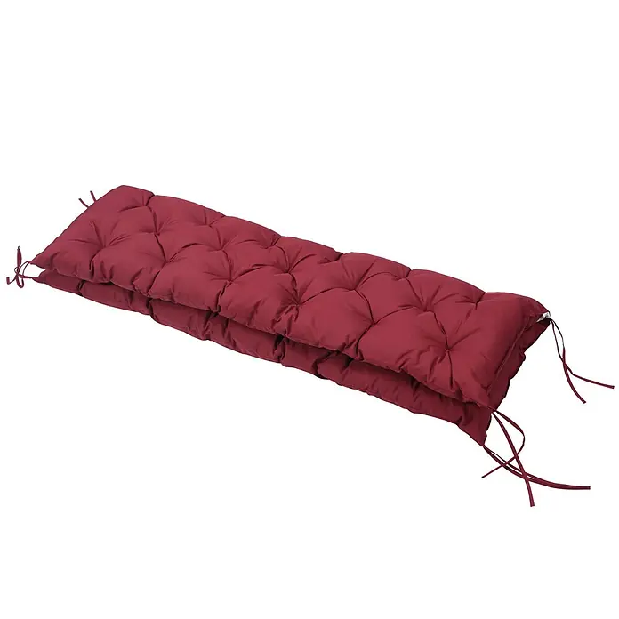 Outsunny Bankauflage - Gartenbank, 1 Stk., Polyester, Schaumstoff, Rot - Gefaltetes, burgunderrotes Steppkissen mit Bändern für bequemes Sitzen.