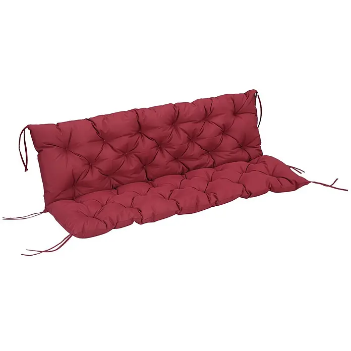 Outsunny Bankauflage - Gartenbank, 1 Stk., Polyester, Schaumstoff, Rot - Burgunderrotes, gestepptes Bankkissen mit Bändern zur sicheren Befestigung.