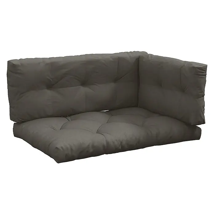 Outsunny Bankauflage - Dekopaletten, 1 Stk., 100% Polyester, Dunkelgrau - Dunkelgraues getuftetes Eck-Sitz- und Rückenkissen-Set.