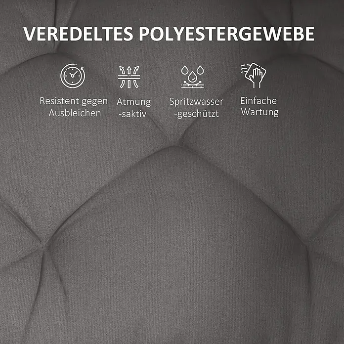 Outsunny Bankauflage - Dekopaletten, 1 Stk., 100% Polyester, Dunkelgrau - Dunkelgraues, getuftetes Polyestergewebe. Eigenschaften: lichtecht, atmungsaktiv, spritzwassergeschützt, pflegeleicht.