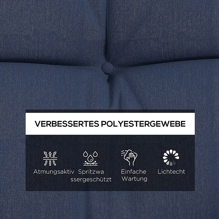 Outsunny Bankauflage Hollywoodschaukel - 1 Stk., 100% Polyester, Blau - Verbessertes blaues Polyestergewebe, das seine atmungsaktiven, spritzwassergeschützten, pflegeleichten und lichtechten Eigenschaften hervorhebt.