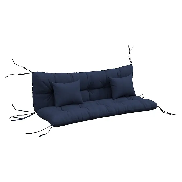 Outsunny Bankauflage Hollywoodschaukel - 1 Stk., 100% Polyester, Blau - Marineblaues, getuftetes Schaukelkissen mit Bändern und zwei kleinen Zierkissen.