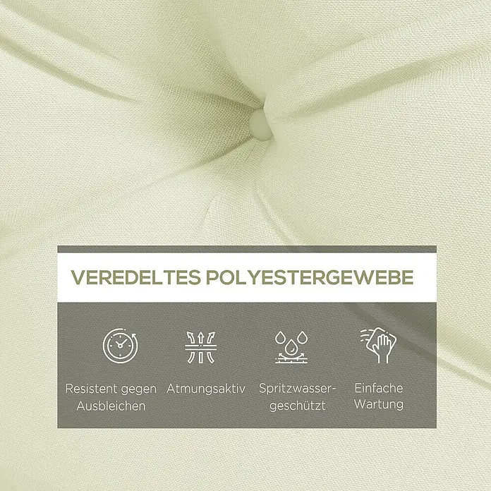 Outsunny Bankauflage Palettensitzpolster - Dekopaletten, 1 Stk., 100% Polyester, Cremeweiß - Helles, gestepptes Polyestergewebe: veredelt, farbbeständig, atmungsaktiv, spritzwassergeschützt und pflegeleicht.