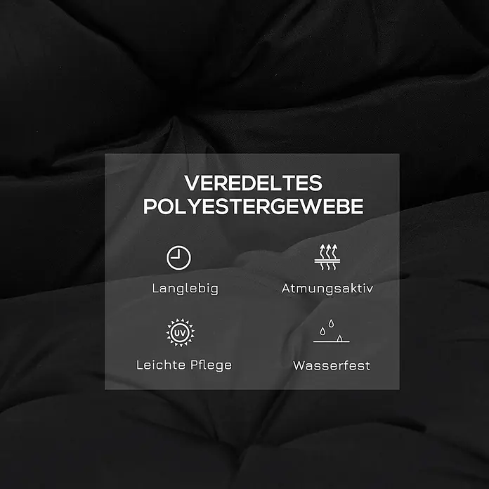 Outsunny Bankauflage - 1 Stk., 100% Polyester, Schwarz - Schwarzes, veredeltes Polyestergewebe mit langlebigen, atmungsaktiven, pflegeleichten und wasserfesten Eigenschaften.