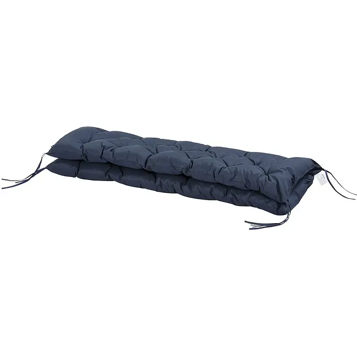 Outsunny Bankauflage - Gartenbank, 1 Stk., Polyester, Schaumstoff, Blau - Dunkelblaues, gestepptes Bankkissen mit Bindebändern.