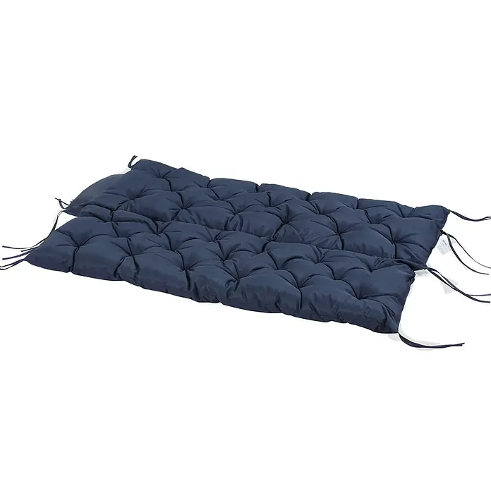 Outsunny Bankauflage - Gartenbank, 1 Stk., Polyester, Schaumstoff, Blau - Dunkelblaues, gestepptes Bankkissen mit Bändern.
