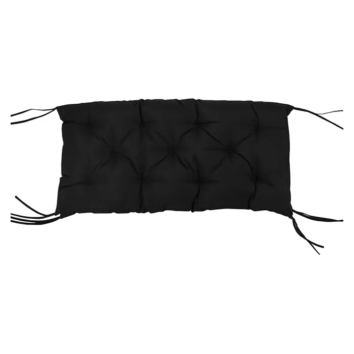 Outsunny Bankauflage - 1 Stk., 100% Polyester, Schwarz - Schwarzes, rechteckiges, gestepptes Kissen mit Eckbändern.