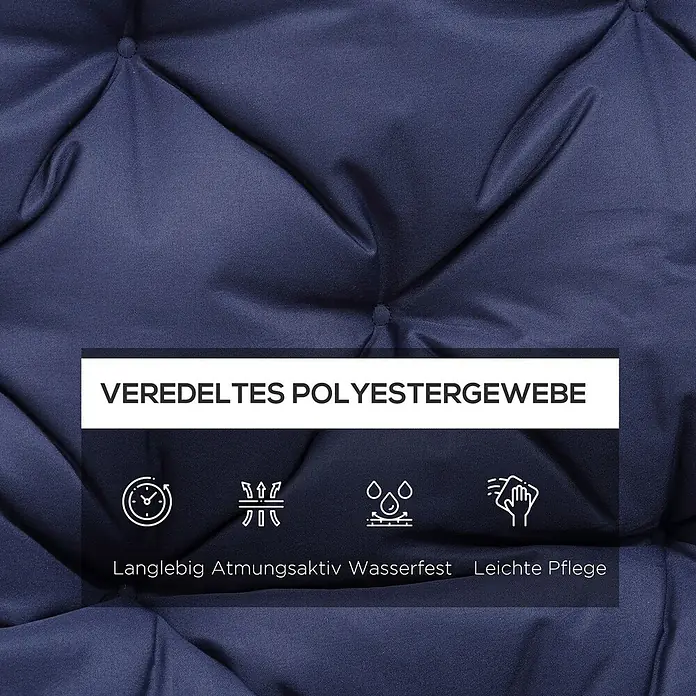 Outsunny Bankauflage - Gartenbank, 1 Stk., Polyester, Schaumstoff, Blau - Dunkelblauer, gesteppter Polyesterstoff, langlebig, atmungsaktiv, wasserfest und pflegeleicht.