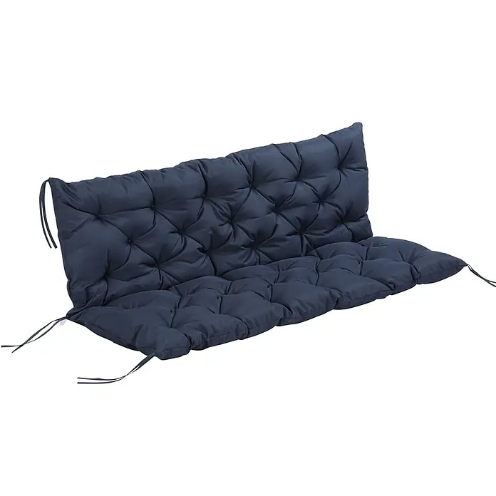 Outsunny Bankauflage - Gartenbank, 1 Stk., Polyester, Schaumstoff, Blau - Dunkelblaues, gestepptes Bankkissen mit Bändern.