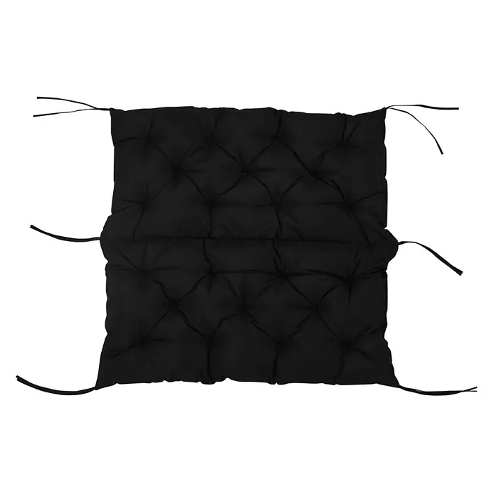 Outsunny Bankauflage - 1 Stk., 100% Polyester, Schwarz - Schwarzes gestepptes Kissen mit Bändern.