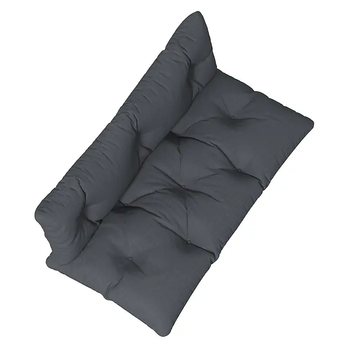 Outsunny Bankauflage - Dekopaletten, 1 Stk., L x B x H: 120 x 60 x 15 cm, Polyester, Schaumstoff, Dunkelgrau - Anthrazitfarbene, getuftete Klappmatratze, ein Abschnitt hochgeklappt, um die Polsterung zu zeigen.