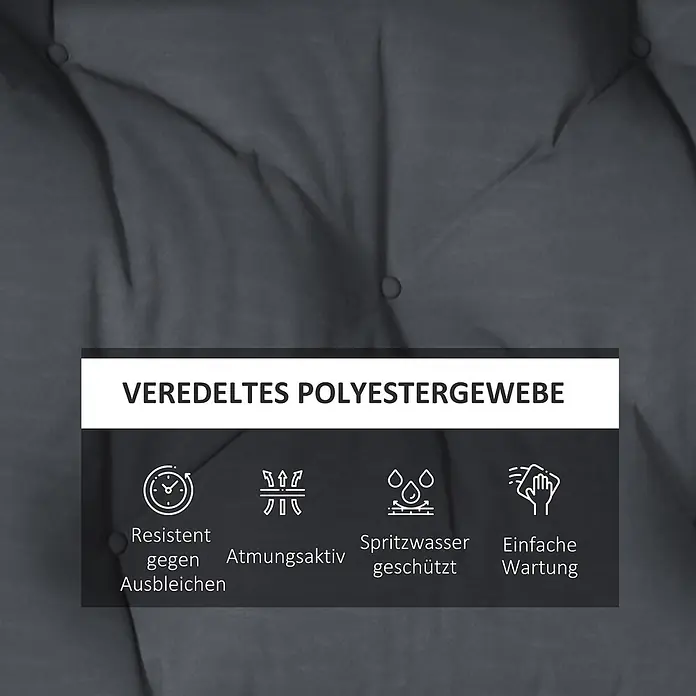 Outsunny Bankauflage - Dekopaletten, 1 Stk., L x B x H: 120 x 60 x 15 cm, Polyester, Schaumstoff, Dunkelgrau - Dunkelgraues gestepptes Polyestergewebe, farbbeständig, atmungsaktiv, spritzwassergeschützt und pflegeleicht.