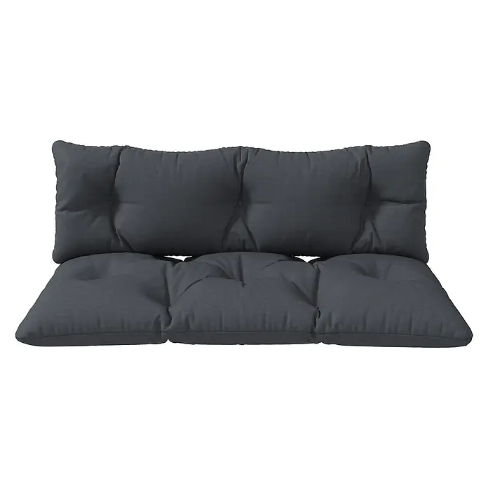 Outsunny Bankauflage - Dekopaletten, 1 Stk., L x B x H: 120 x 60 x 15 cm, Polyester, Schaumstoff, Dunkelgrau - Dunkelgraues zweiteiliges getuftetes Outdoor-Kissen-Set für Rücken und Sitz.