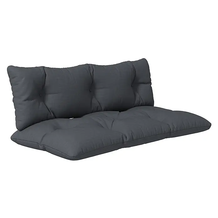 Outsunny Bankauflage - Dekopaletten, 1 Stk., L x B x H: 120 x 60 x 15 cm, Polyester, Schaumstoff, Dunkelgrau - Dunkelgraues getuftetes Sitz- und Rückenkissen-Set für den Innen- oder Außenbereich.