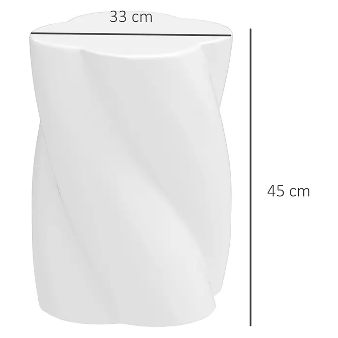 Outsunny Gartenhocker - Keramik, Weiß, B x T x H: 33 x 33 x 45 cm - Weißer verdrehter zylindrischer Hocker oder Beistelltisch, 33 cm Durchmesser, 45 cm hoch.