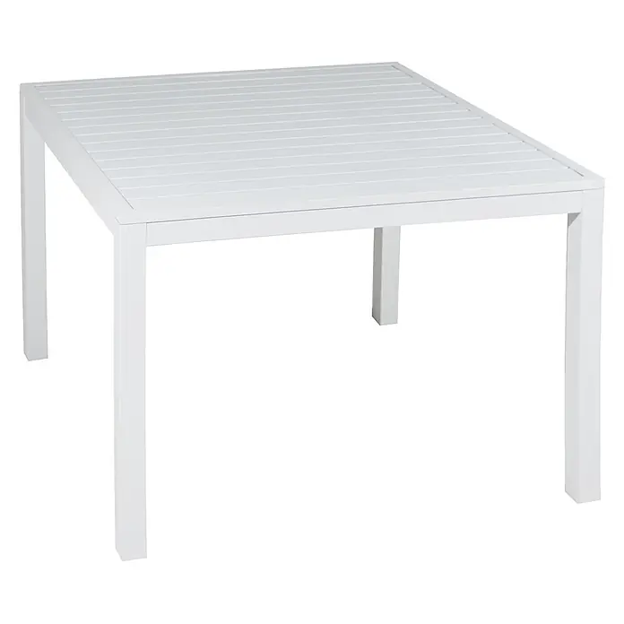 Happy Garden Loungemöbel-Set IBIZA - 6 -tlg., Aluminium, Grau - Weißer quadratischer Tisch mit Lamellenplatte.