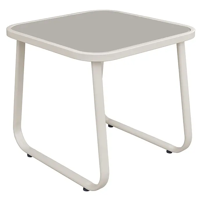 Happy Garden Loungemöbel-Set TENERIFE - 3 -tlg., Stahl, Beige - Quadratischer Beistelltisch mit hellgrauer Platte und cremefarbenen Metall-U-Beinen.