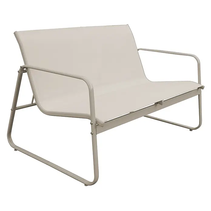 Happy Garden Loungemöbel-Set TENERIFE - 4 -tlg., Stahl, Beige - Helles beigefarbenes Outdoor-Zweisitzer mit Metallrahmen und Textilgewebe.