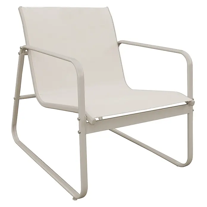 Happy Garden Loungemöbel-Set TENERIFE - 4 -tlg., Stahl, Beige - Hellgrauer Outdoor-Sessel aus Metall mit hellweißem Netzstoff-Sitz und Rückenlehne.