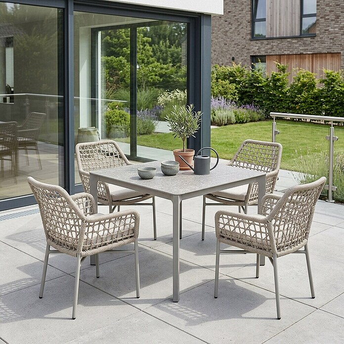 Acamp Gartenmöbel-Set Rom (5 -tlg., Aluminium, Sandfarben, 90 x 90 x 74 cm) | BAUHAUS