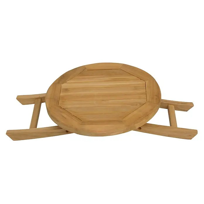 Happy Garden Garten-Beistelltisch LOMBOK - Teakholz, Rund, Natürlich - Hellbrauner achteckiger klappbarer Beistelltisch aus Holz.