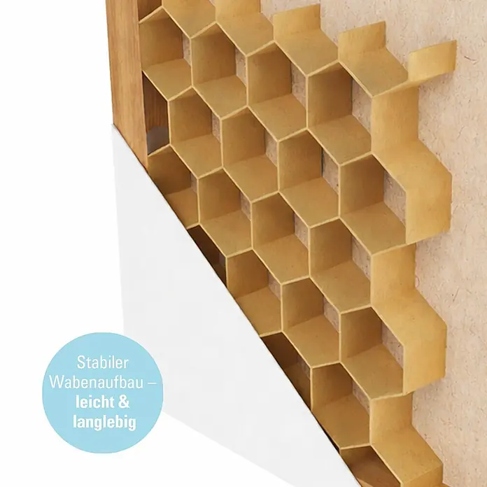 Diamond Doors Black Edition Holzschiebetür Edge - 935 x 2.058 mm, Verkehrsweiß matt, Schwarz, Material Mittellage: Wabe - Holzverbundplatte mit stabilem, leichtem Wabenkern, teilweise von weißem Belag verdeckt.