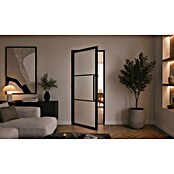 Solid Elements Binnendeur met kozijn - Staal & Mat glas - rechts (83 x 211,5 cm, Zwart, 3 vlaks, Mat glas) | BAUHAUS