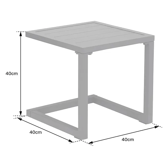 Happy Garden Garten-Beistelltisch BARBADOS - Aluminium, Quadratisch, Salbeigrün - Grauer 40cm quadratischer Beistelltisch mit Lattenplatte und stabilem Gestell.