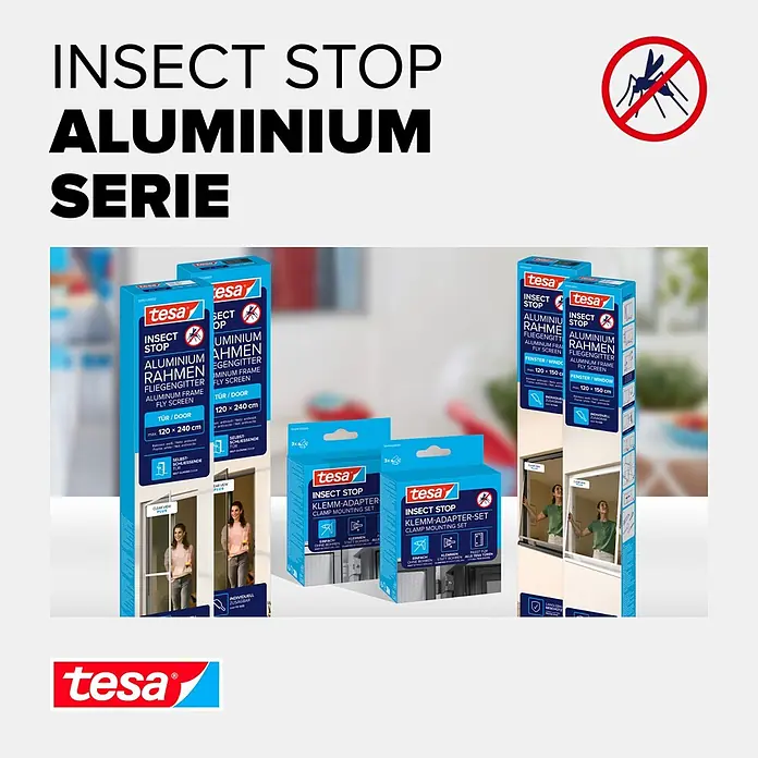 Tesa Insect Stop Insektenschutztür - B x H: 1 x 2,2 m, Montage Insektengitter: Schrauben - tesa Insect Stop Aluminium-Fliegengitter für Türen/Fenster und Klemm-Adapter-Sets für effektiven Insektenschutz.