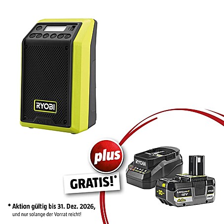 Ryobi ONE+ Maschinen-Set (Akku-Bluetooth-Radio RRDAB18-0 + gratis Starter-Kit)