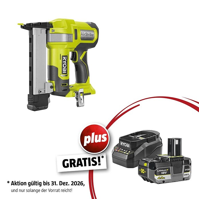 Ryobi ONE+ Maschinenpaket (Akku-Tacker R18GS18-0 + gratis Starter-Kit) | BAUHAUS