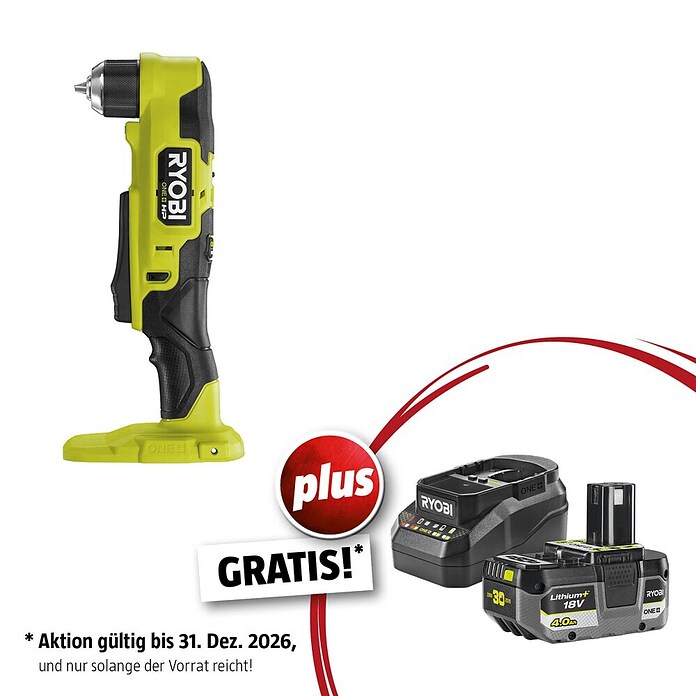 Ryobi ONE+HP Maschinenpaket (Akku-Winkelbohrschrauber RAD18C-0 + gratis Starter-Kit) | BAUHAUS