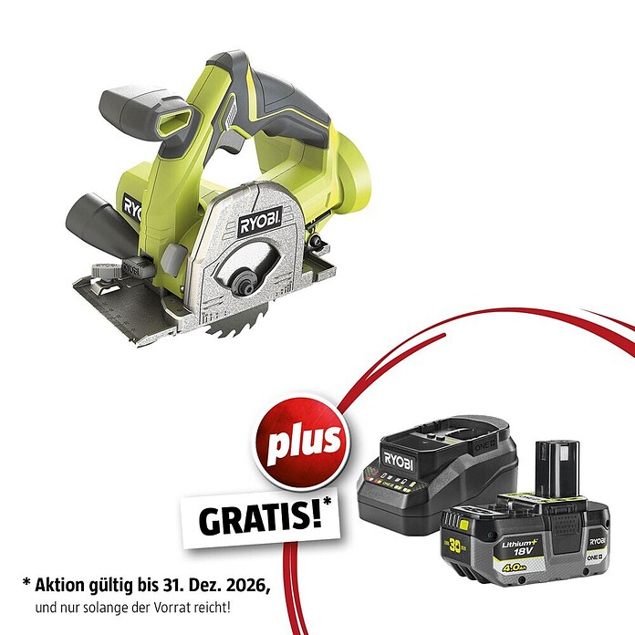 Ryobi ONE+ Maschinenpaket (Akku-Tauchsäge R18MMS-0 + gratis Starter-Kit) | BAUHAUS