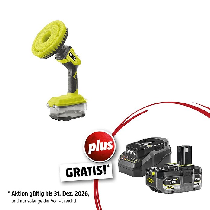 Ryobi ONE+ Maschinenpaket (Akku-Reinigungsbürste R18CPS-0 + gratis Starter-Kit) | BAUHAUS