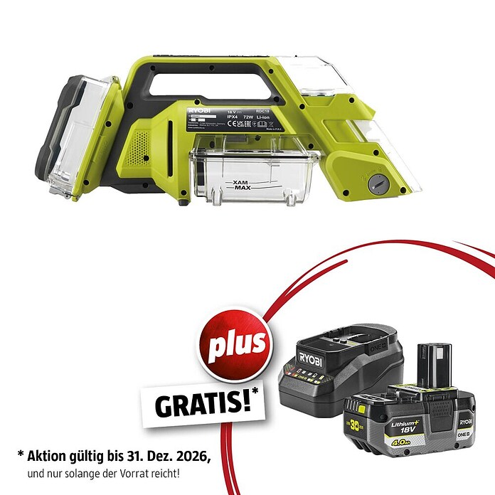 Ryobi ONE+ Maschinen-Set (Akku-Nass-Trockensauger RDC18-0 + gratis Starter-Kit) | BAUHAUS
