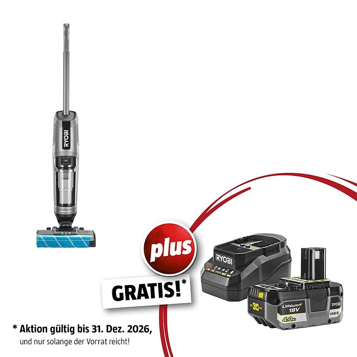 Ryobi ONE+ Maschinen-Set (Akku-Hartbodenreiniger RHFC18BL-0 + gratis Starter-Kit) | BAUHAUS